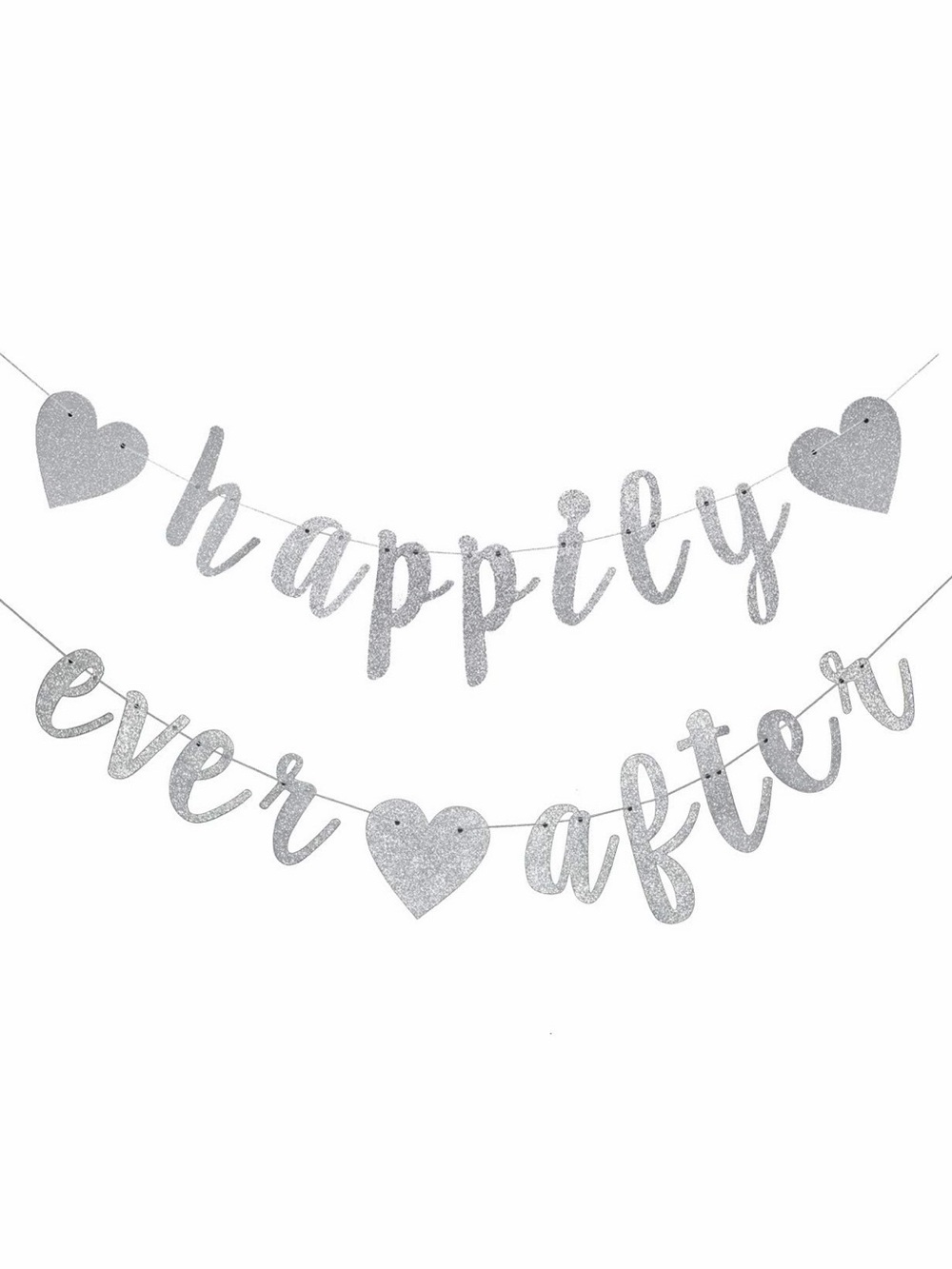 Amazon Silver Glitter 'Happily Ever After' Heart Garland Banner